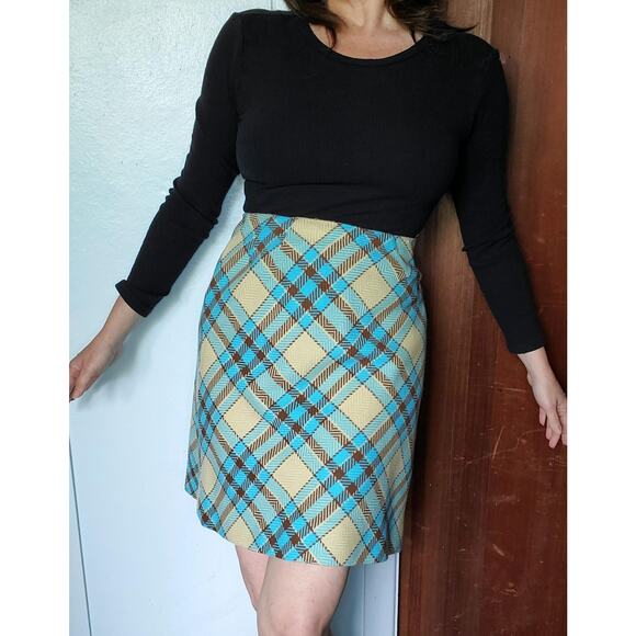 Vintage 70's groovy plaid A line skirt, Acrylic and lightweight! so cute! - Picture 1 of 10